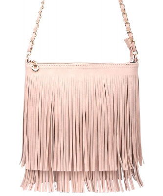 Western Fringe Cross Body Bag E031 NUDE